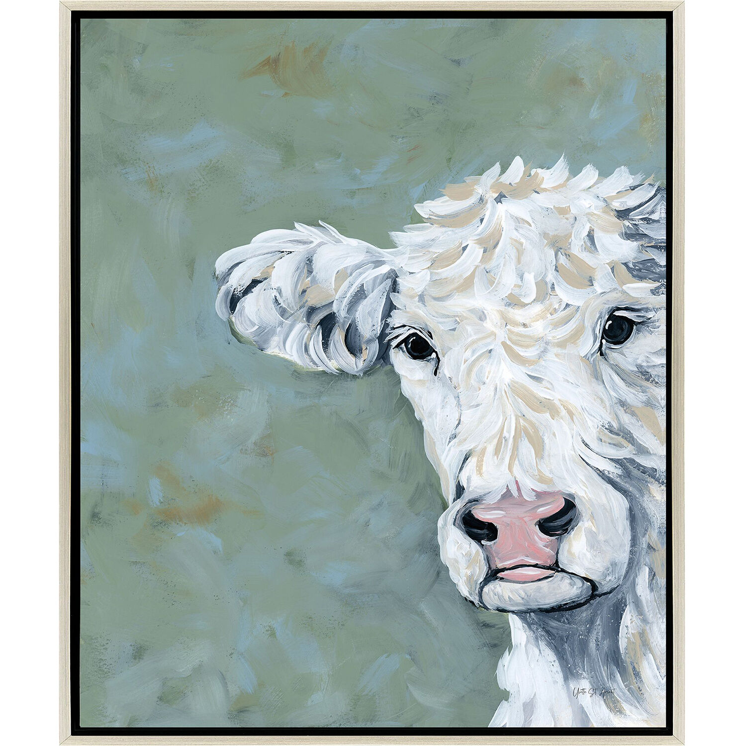 Peekaboo Cow White and Green Canvas, Propac