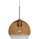 Ally 1 Light Satin Nickel Pendant Ceiling Light in Amber and Clear Glass