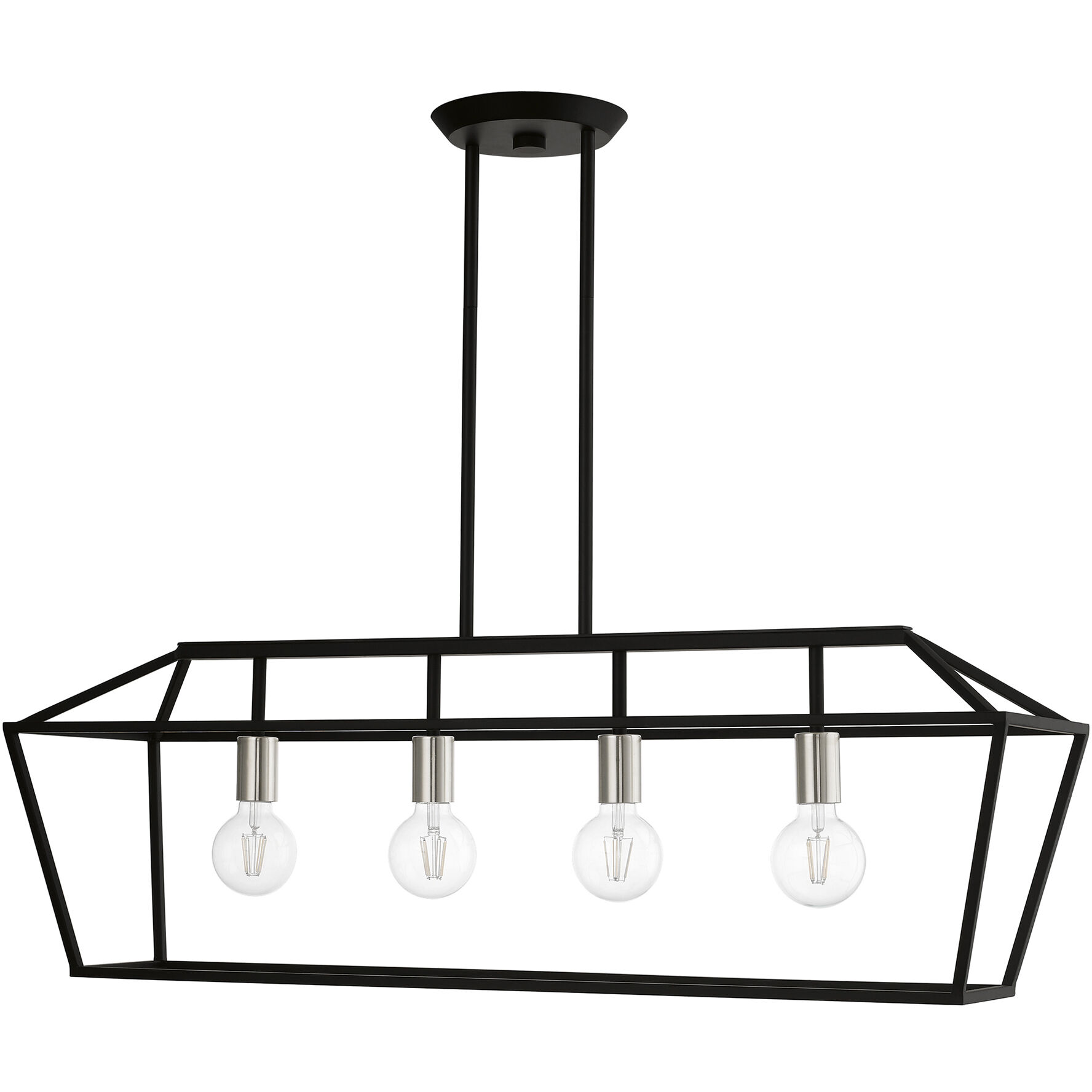 Devone 4 Light 38 inch Black with Brushed Nickel Accents Linear Chandelier Ceiling Light