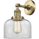 Franklin Restoration Large Bell LED 8 inch Antique Brass Semi-Flush Mount Ceiling Light in Clear Glass, Franklin Restoration