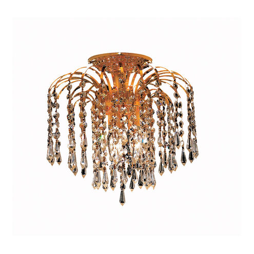Falls 3 Light 12 inch Gold Flush Mount Ceiling Light in Royal Cut