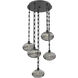 Coppa 5 Light 22 inch Matte Black Multi-Pendant Ceiling Light in Smoke Optic, Rectangular Chain
