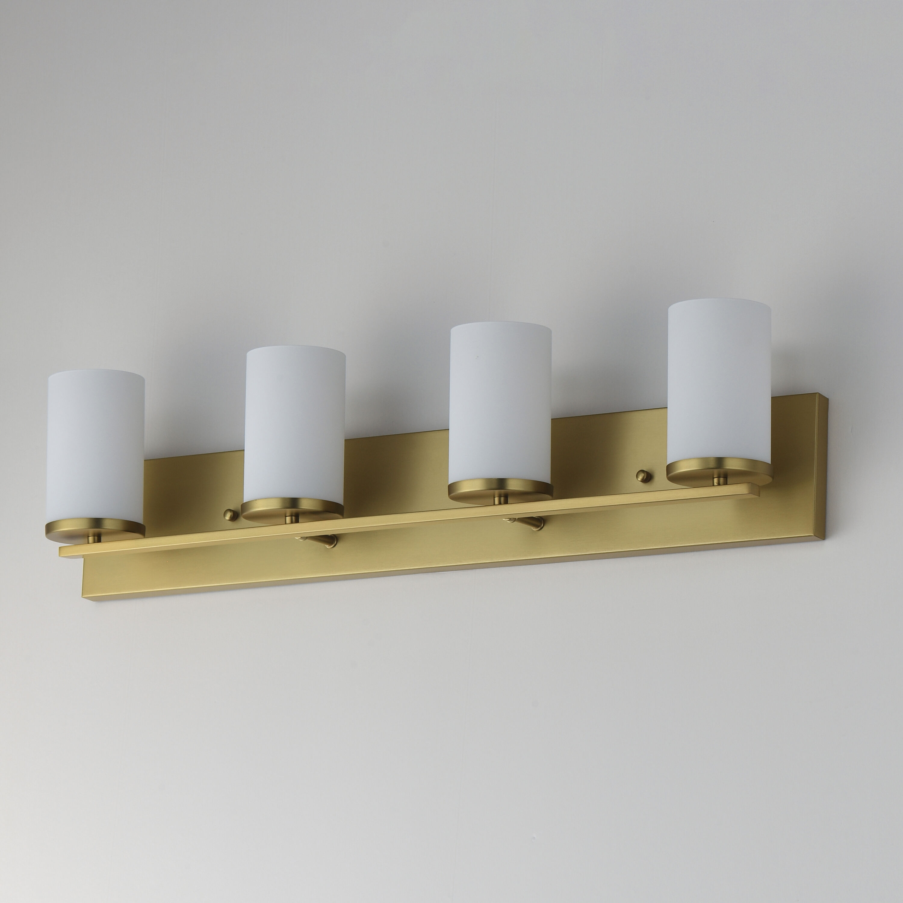 Lateral 4 Light 30 inch Satin Brass Bath Vanity Wall Light in Satin White