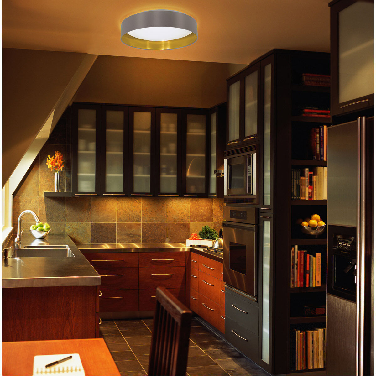 Maserlo LED 15.95 inch Satin Nickel Flush Mount Ceiling Light