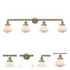 Franklin Restoration Olean 4 Light 43 inch Antique Brass Bath Vanity Light Wall Light in Incandescent, Matte White Glass, Franklin Restoration