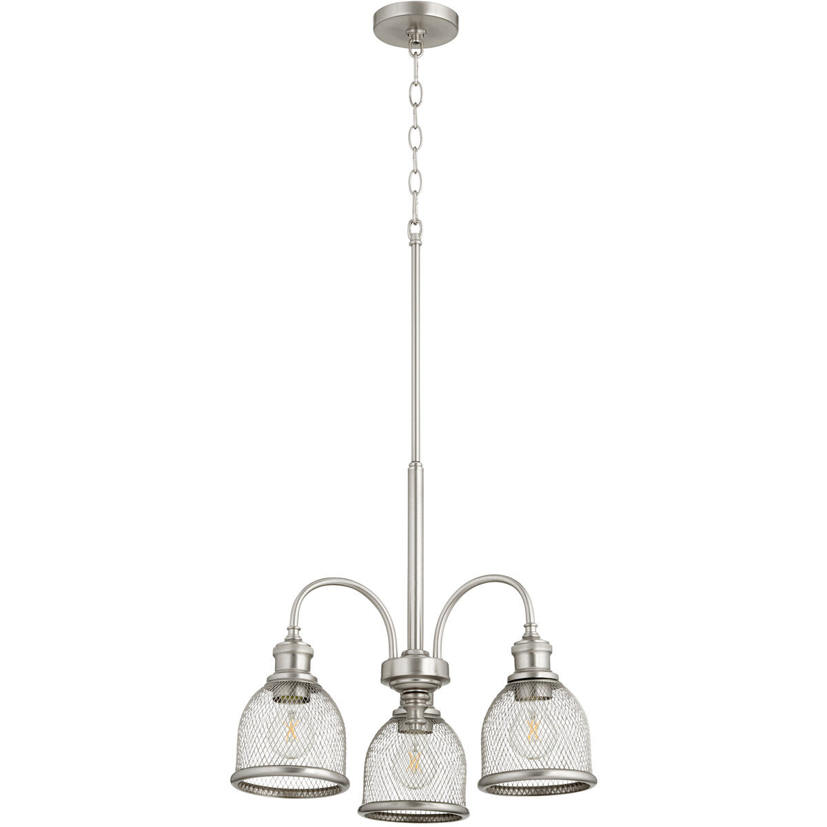 Omni 3 Light 19 inch Satin Nickel Mini Chandelier Ceiling Light, Convertible