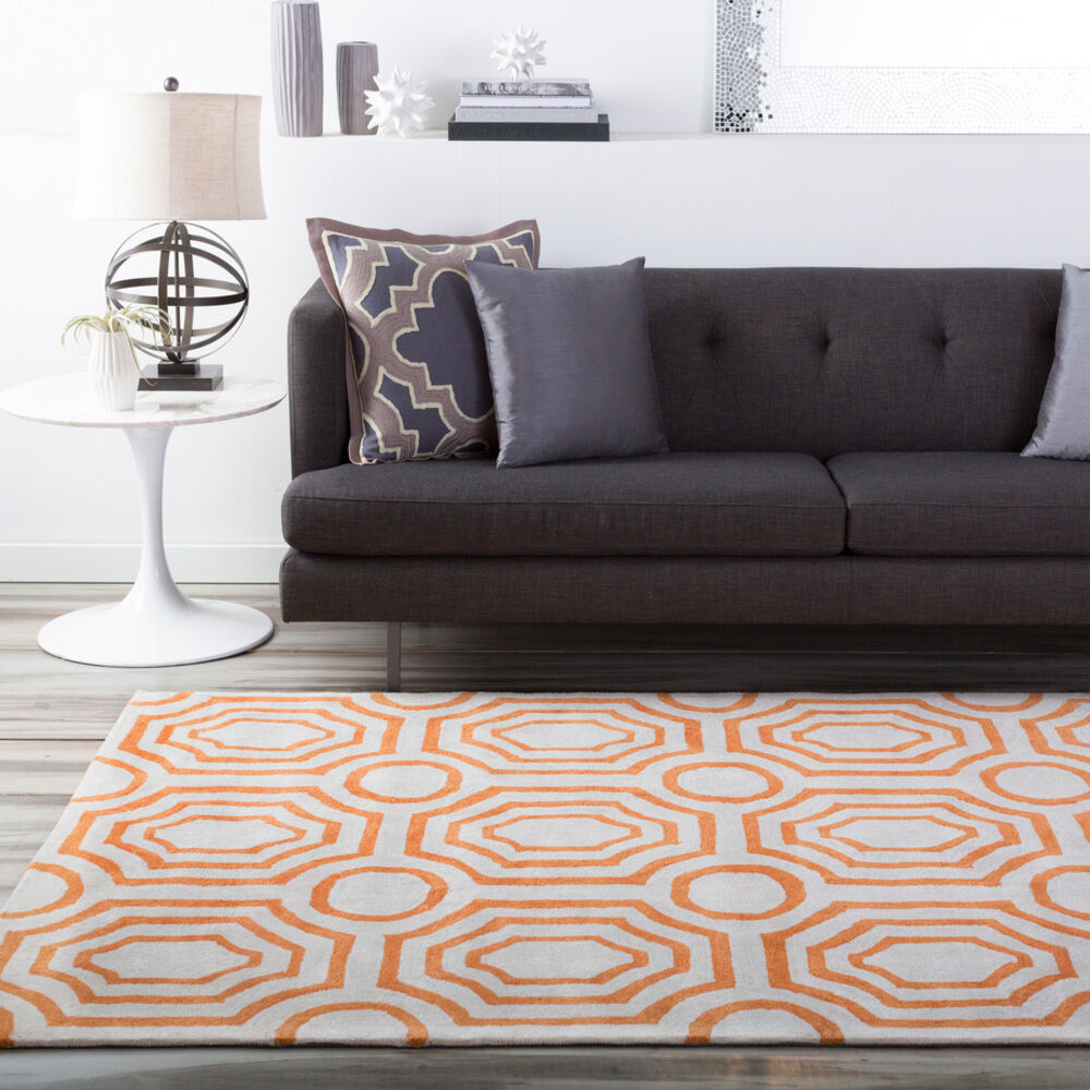 Hudson Park 63 X 39 inch Orange and Neutral Area Rug, Polyester