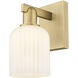 Bridal Veil Sconce Wall Light in Brushed Brass, Gloss White Glass