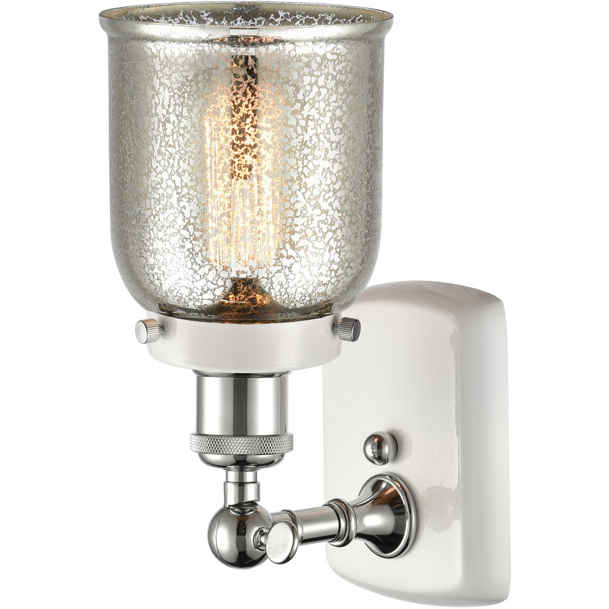 Ballston Bell LED 5 inch White and Polished Chrome Sconce Wall Light in Silver Plated Mercury Glass