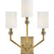 Moore 3 Light 15 inch Heritage Brass Interior Wall Mount Wall Light