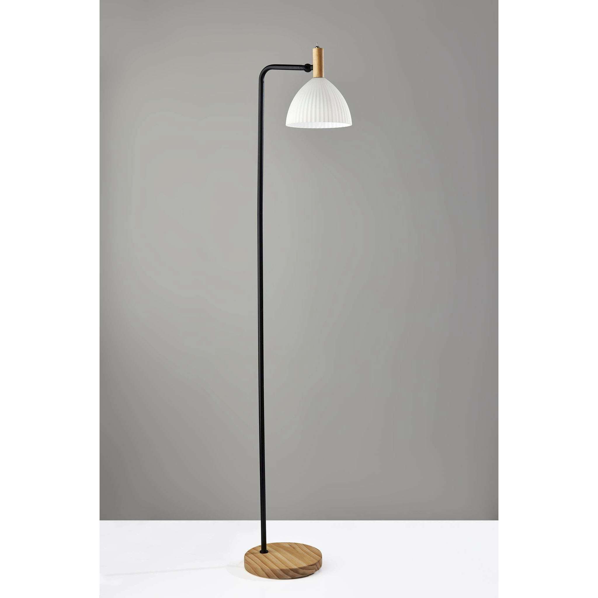 Peyton 60 inch 25.00 watt Black and Natural Wood Floor Lamp Portable Light