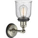 Bell Sconce Wall Light in Seedy Glass, Brushed Satin Nickel/Matte Black