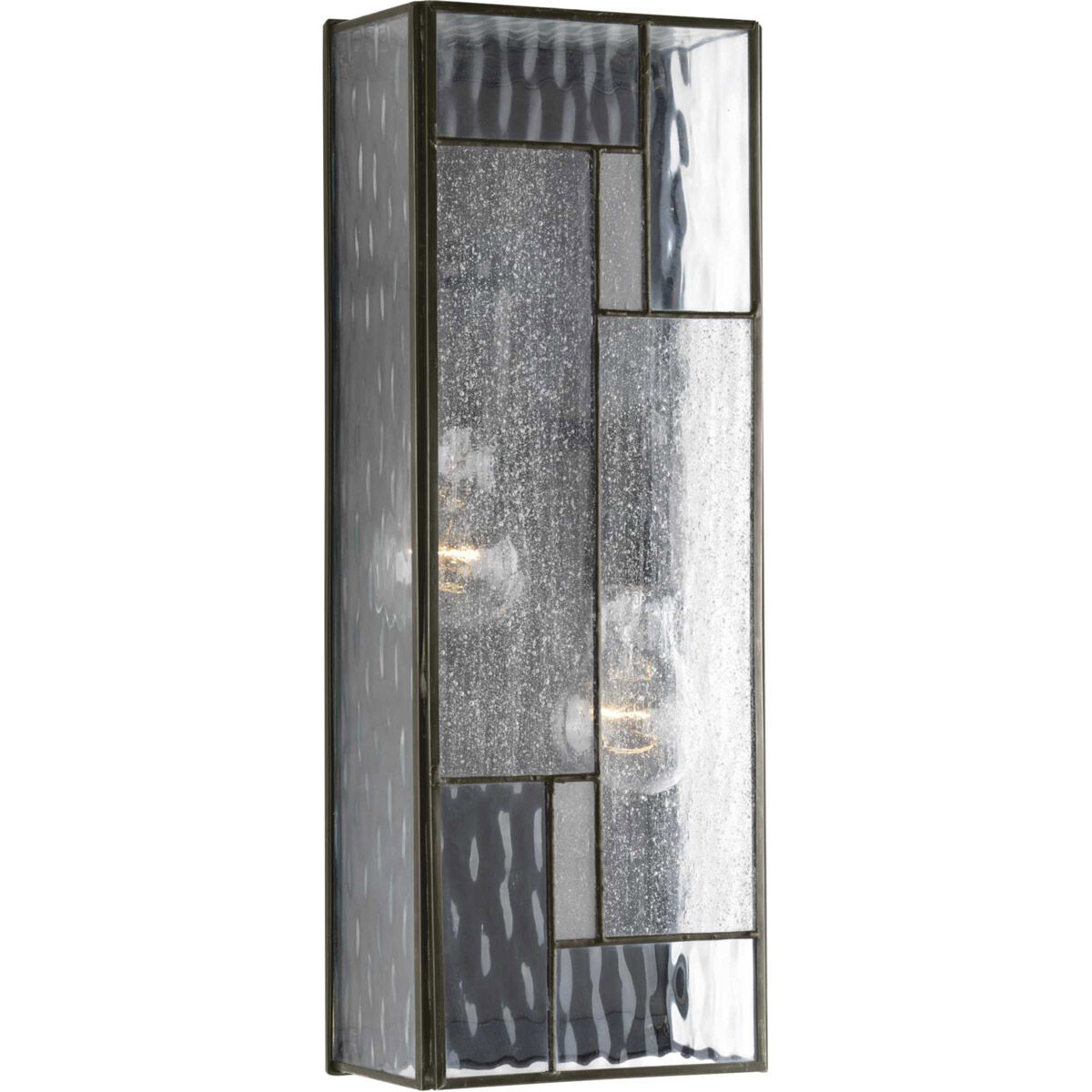 Geometric 2 Light 16 inch Architectural Bronze Outdoor Wall Lantern, Medium