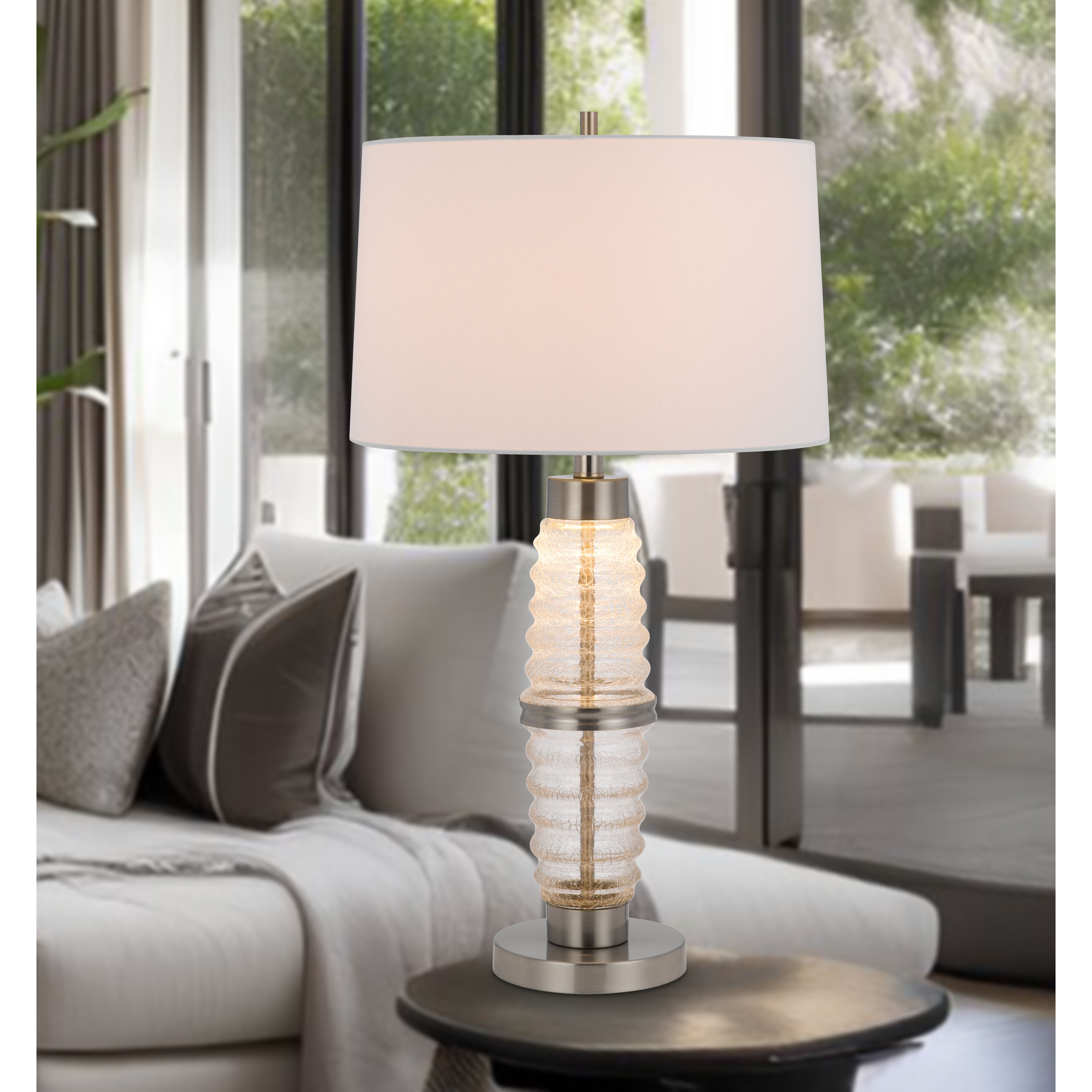 Macon 29 inch 100.00 watt Crackle Clear Glass Table Lamp Portable Light