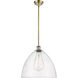 Ballston Dome LED 16 inch Antique Brass Pendant Ceiling Light in Seedy Glass