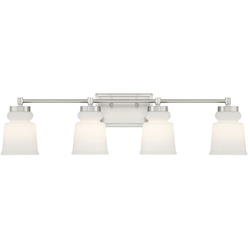 Contemporary 4 Light 32 inch Brushed Nickel Bathroom Vanity Light Wall Light