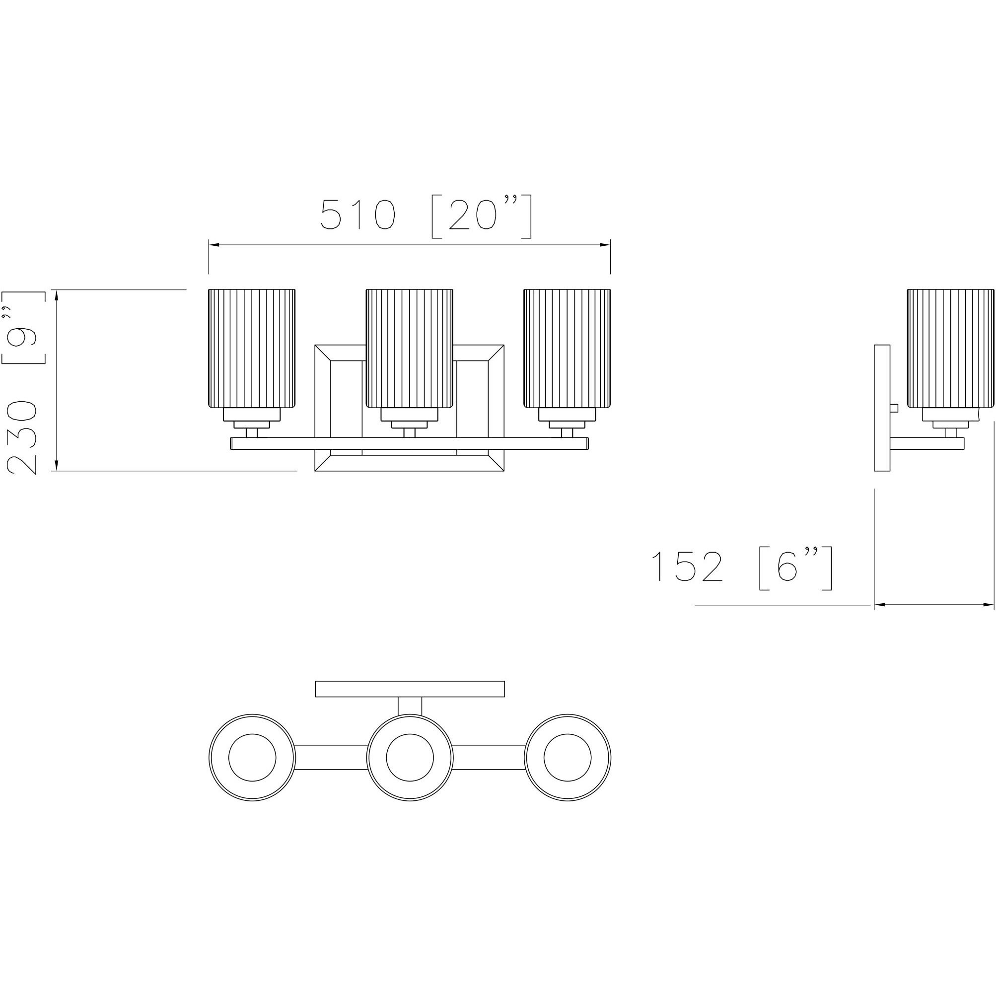 Redmond 3 Light 20 inch Matte Black with Polished Chrome Accents Bathroom Vanity Light Wall Light