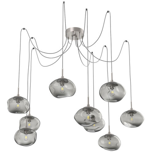 Nova 9 Light 19 inch Metallic Beige Silver Swag Multi-Pendant Ceiling Light in Smoke