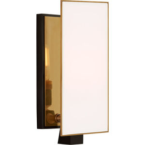 Thomas O'Brien Albertine 1 Light 4 inch Bronze and Brass Sconce Wall Light in White Glass, Bronze and Hand-Rubbed Antique Brass, Petite