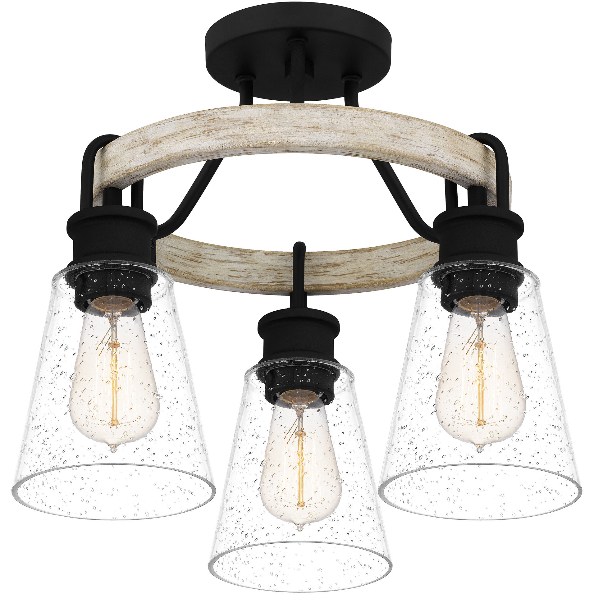 Kingsbridge 3 Light 16 inch Earth Black Semi-Flush Mount Ceiling Light