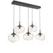Nova LED LED Matte Black Linear Pendant Ceiling Light in 3000K LED, Zircon Inner - Amber Outer, Multi-Port