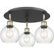 Athens 3 Light 17.75 inch Black Antique Brass Flush Mount Ceiling Light in Seedy