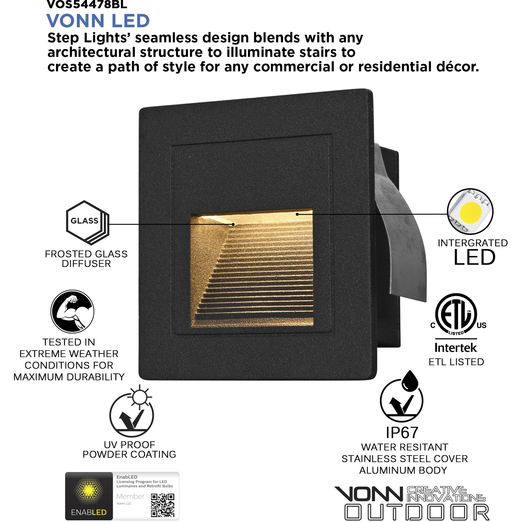 Modern 12 1 watt Matte Black Outdoor Steps Light