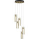 Exos Glass 5 Light 13.5 inch Modern Brass Pendant Ceiling Light in Clear