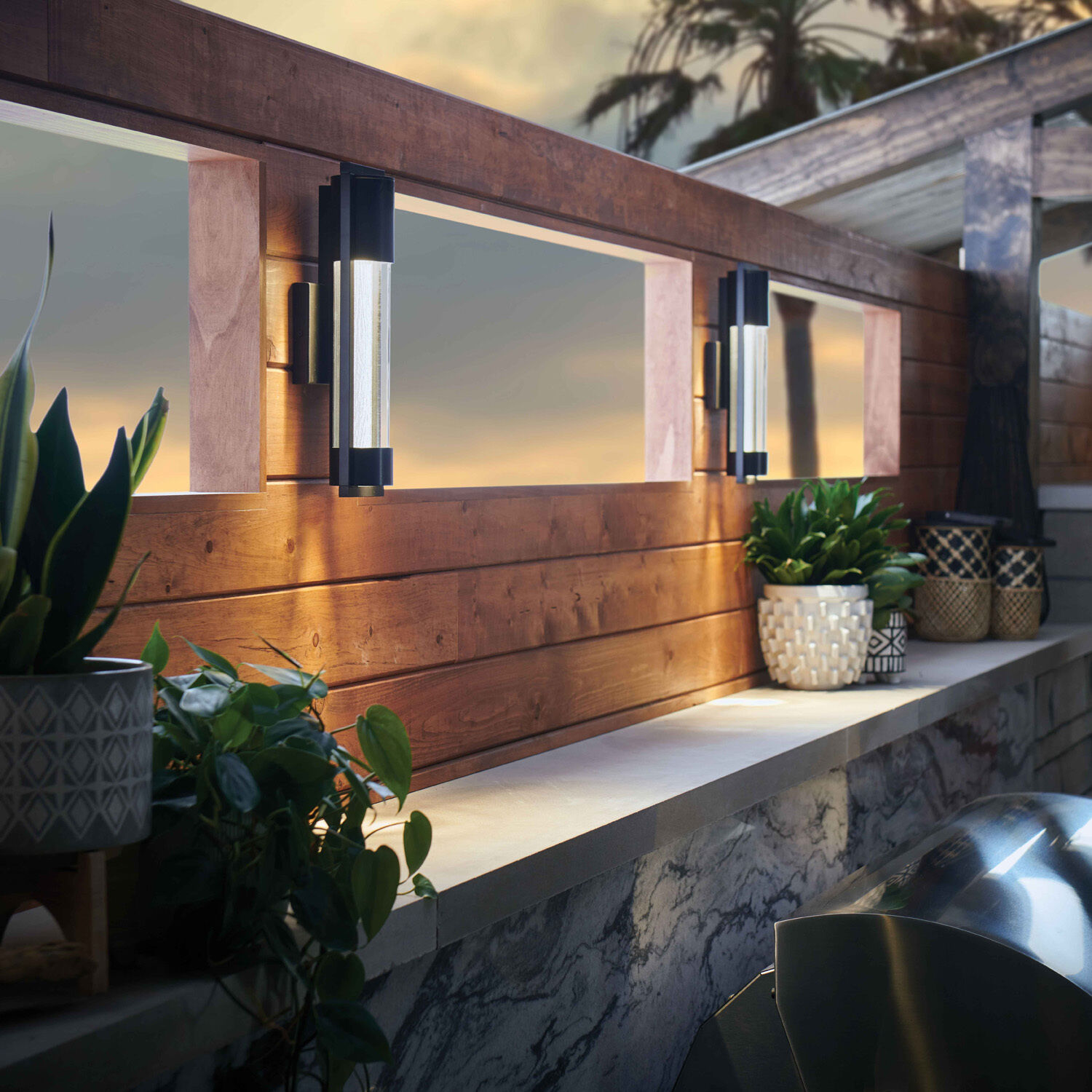 Mist Outdoor Wall Mount Lantern in Satin Black, Small