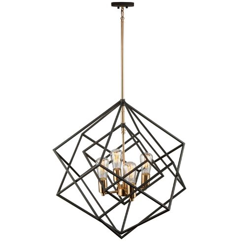 Artistry LED 24 inch Matte Black and Harvest Brass Chandelier Ceiling Light