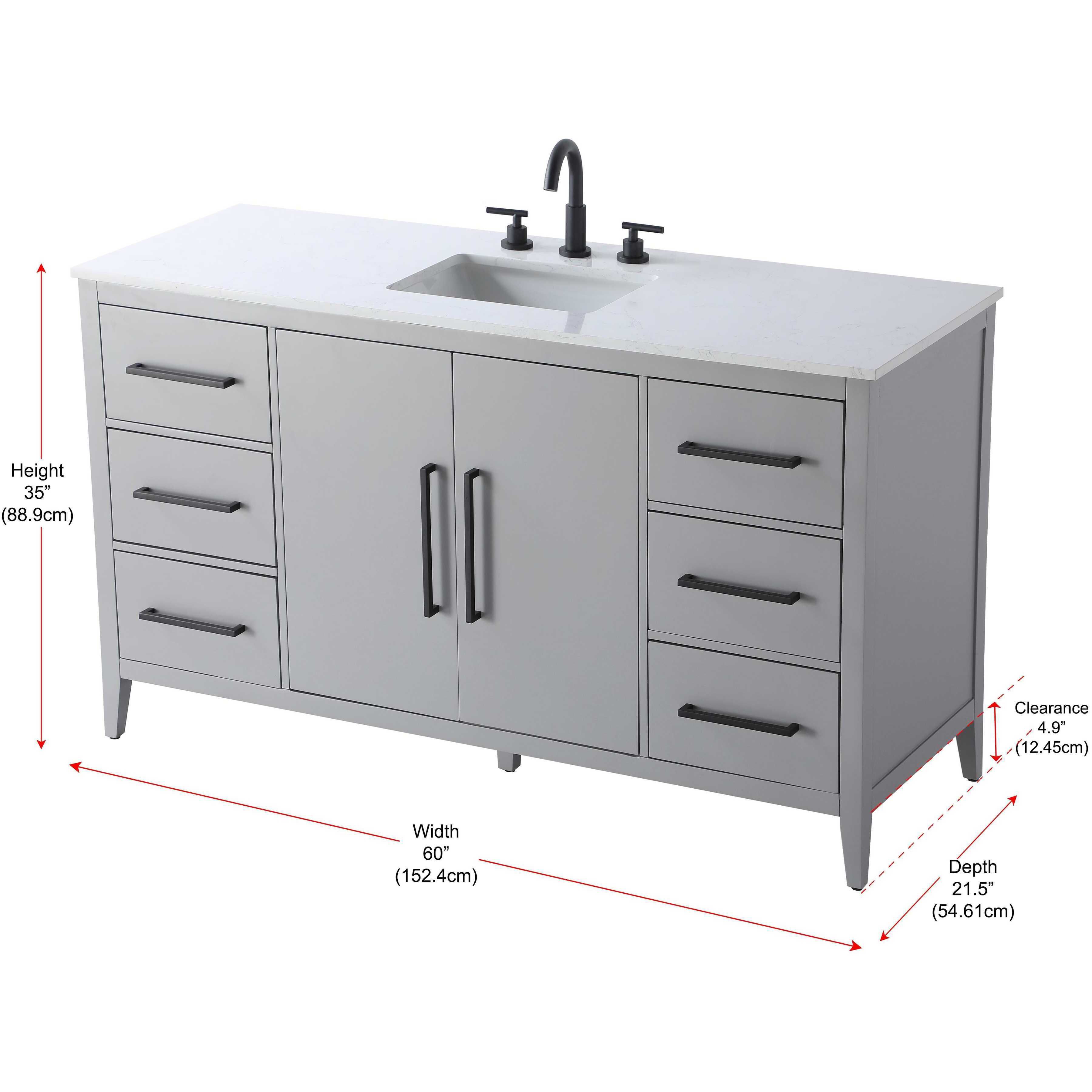 Millie 60 X 35 inch Grey Bathroom Vanity Cabinet