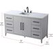 Millie 60 X 35 inch Grey Bathroom Vanity Cabinet