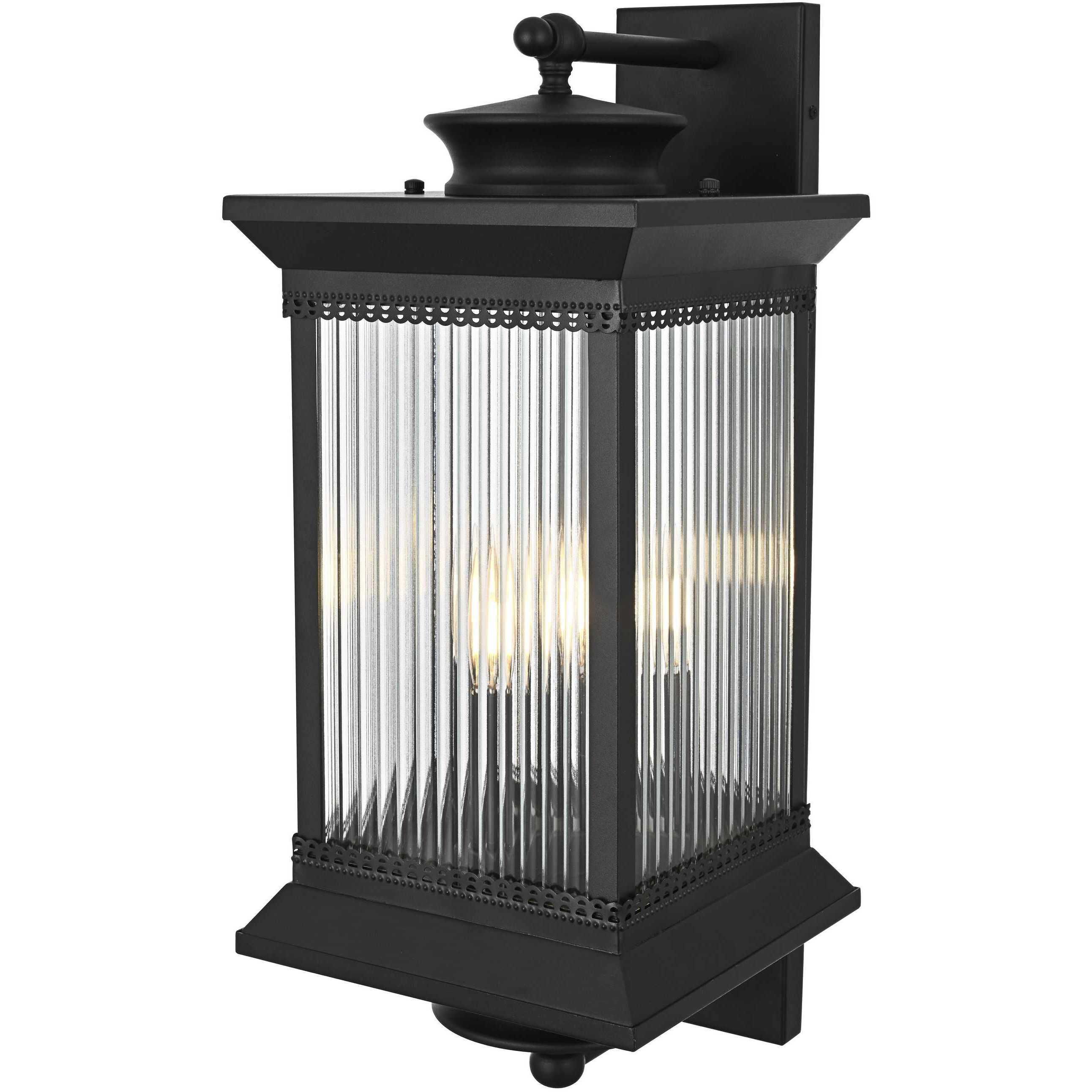 Collins 3 Light 23.5 inch Black Outdoor Wall Sconce