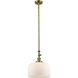 Franklin Restoration Bell LED 12 inch Antique Brass Mini Pendant Ceiling Light in Matte White, Franklin Restoration