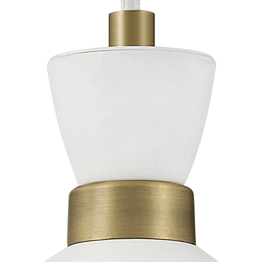 Simon LED 13 inch Matte White with Heritage Brass accents Pendant Ceiling Light, Semi-Flush Mount