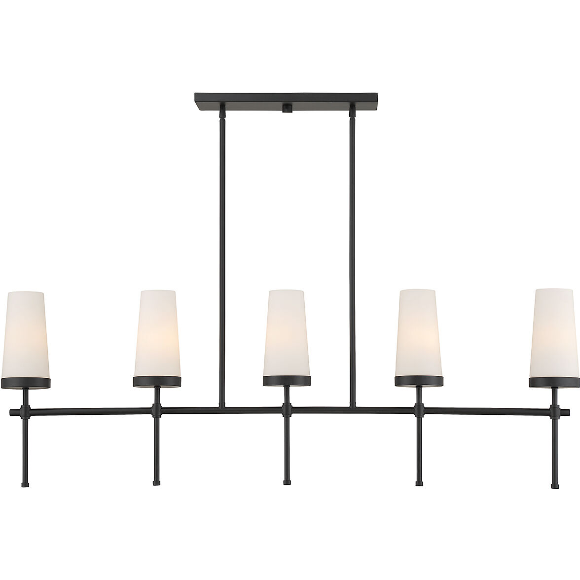 Haynes 5 Light 48 inch Matte Black Linear Chandelier Ceiling Light, Essentials