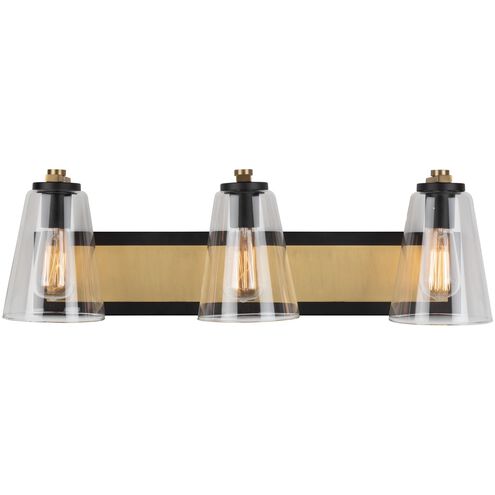 Treviso 3 Light 26 inch Black and Brass Vanity Light Wall Light