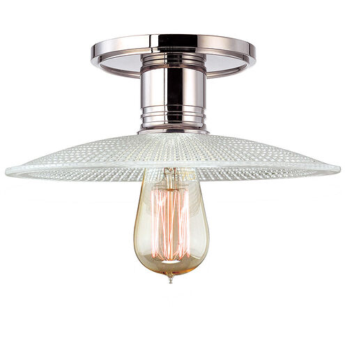 Heirloom 1 Light 10 inch Polished Nickel Semi Flush Ceiling Light in Ribbed Clear Glass, GS4, No