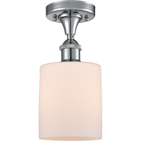 Ballston Cobbleskill 1 Light 5 inch Polished Chrome Semi-Flush Mount Ceiling Light in Matte White Glass, Ballston