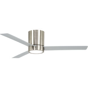 Roto Flush 52 inch Brushed Nickel with Silver Blades Hugger Ceiling Fan