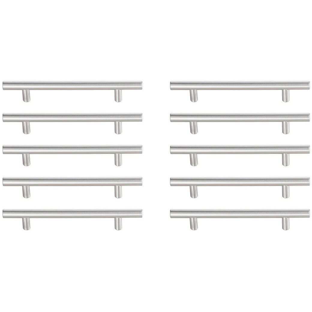 Quinn Brushed Nickel Hardware Drawer Pull in 5in Center to Center Bar, Set of 10
