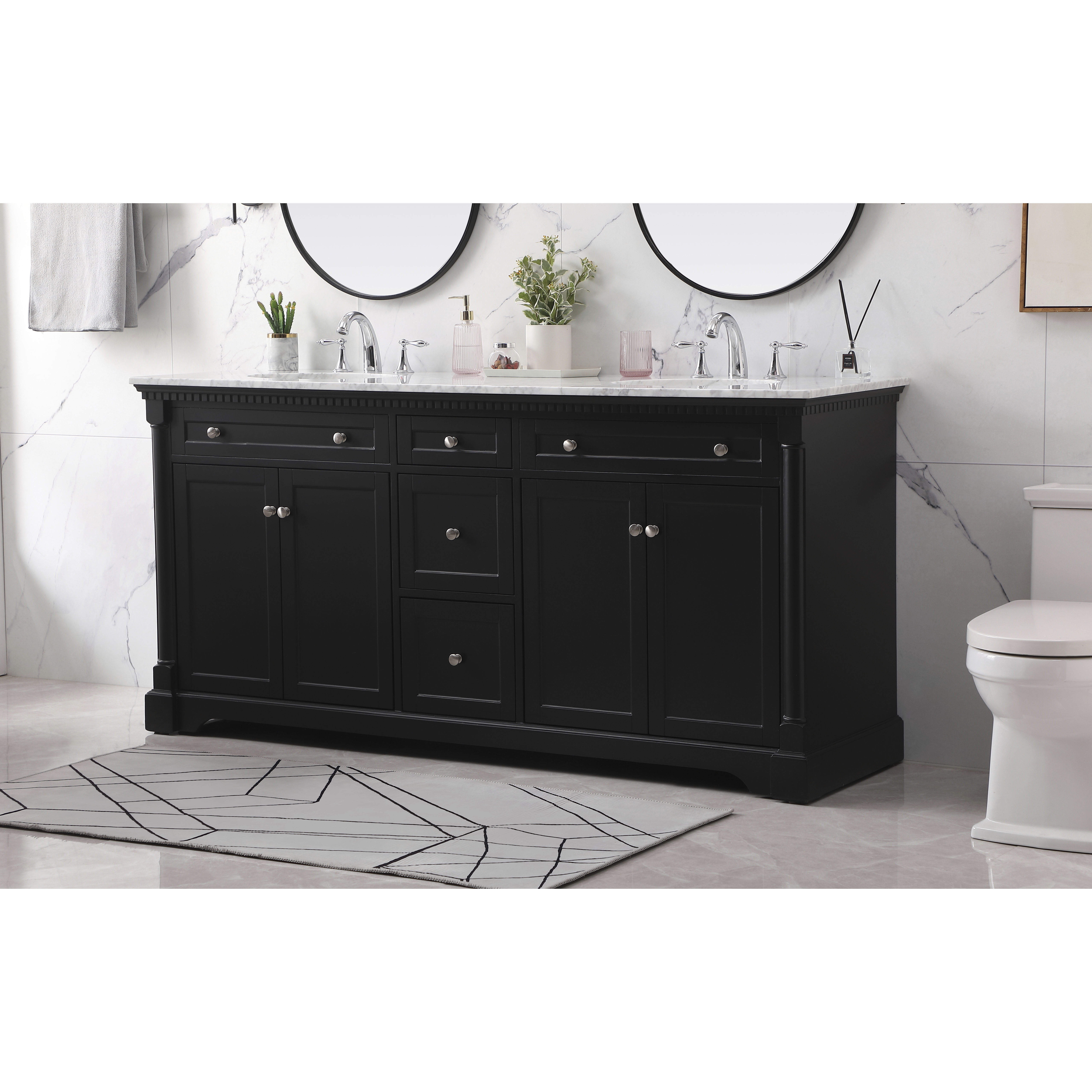 Clarence 72 X 22 X 35 inch Black Vanity Sink Set