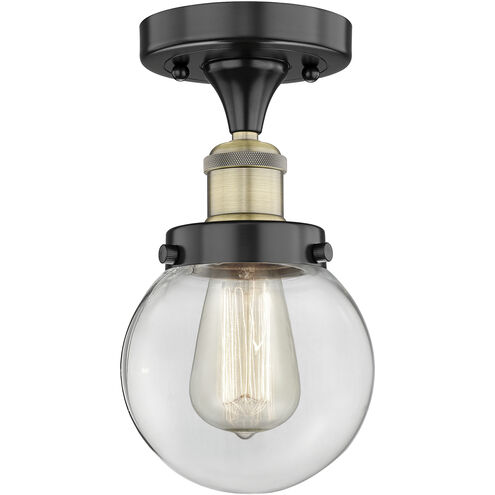Beacon 1 Light 6 inch Black Antique Brass Semi-Flush Mount Ceiling Light
