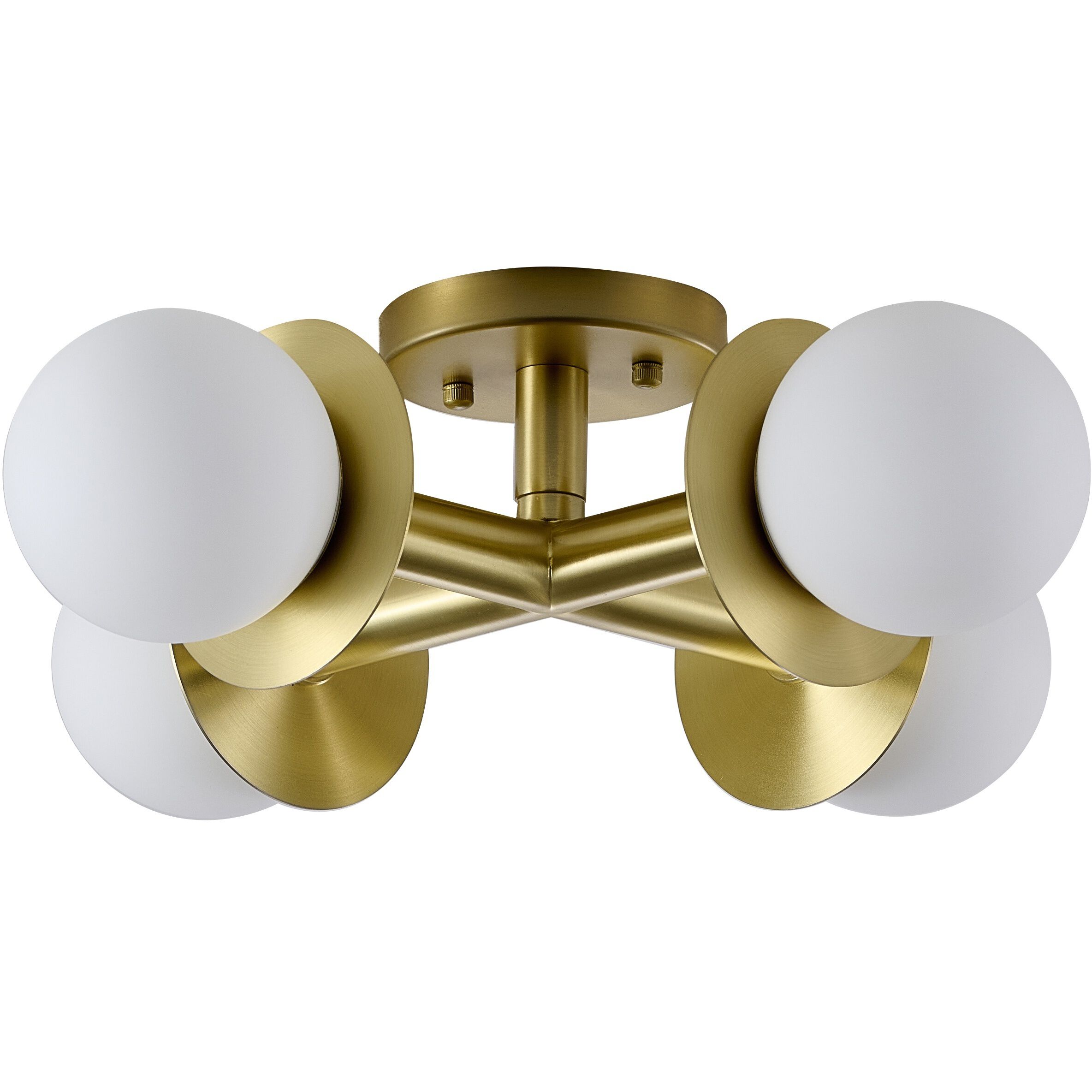 Canada 4 Light 18 inch Satin Brass Flush Mount Ceiling Light