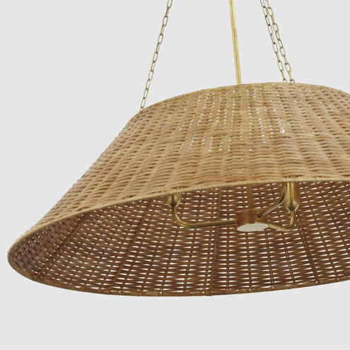 Marie Flanigan Corinne LED 36.25 inch Soft Brass Woven Hanging Shade Ceiling Light in Natural Wicker, Extra Large