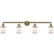 Franklin Restoration Small Canton 4 Light 42 inch Antique Brass Bath Vanity Light Wall Light in Incandescent, Matte White Glass, Franklin Restoration