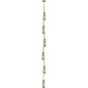 Milan 6 Light 6.38 inch Brushed Brass Multi Pendant Ceiling Light in Light Smoke Glass, Cord Hung