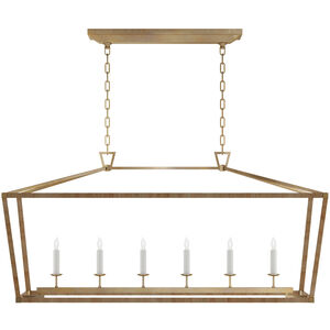 Chapman & Myers Darlana5 LED 54 inch Antique-Burnished Brass and Natural Rattan Linear Lantern Ceiling Light, Large