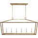 Chapman & Myers Darlana5 LED 54 inch Antique-Burnished Brass and Natural Rattan Linear Lantern Ceiling Light, Large