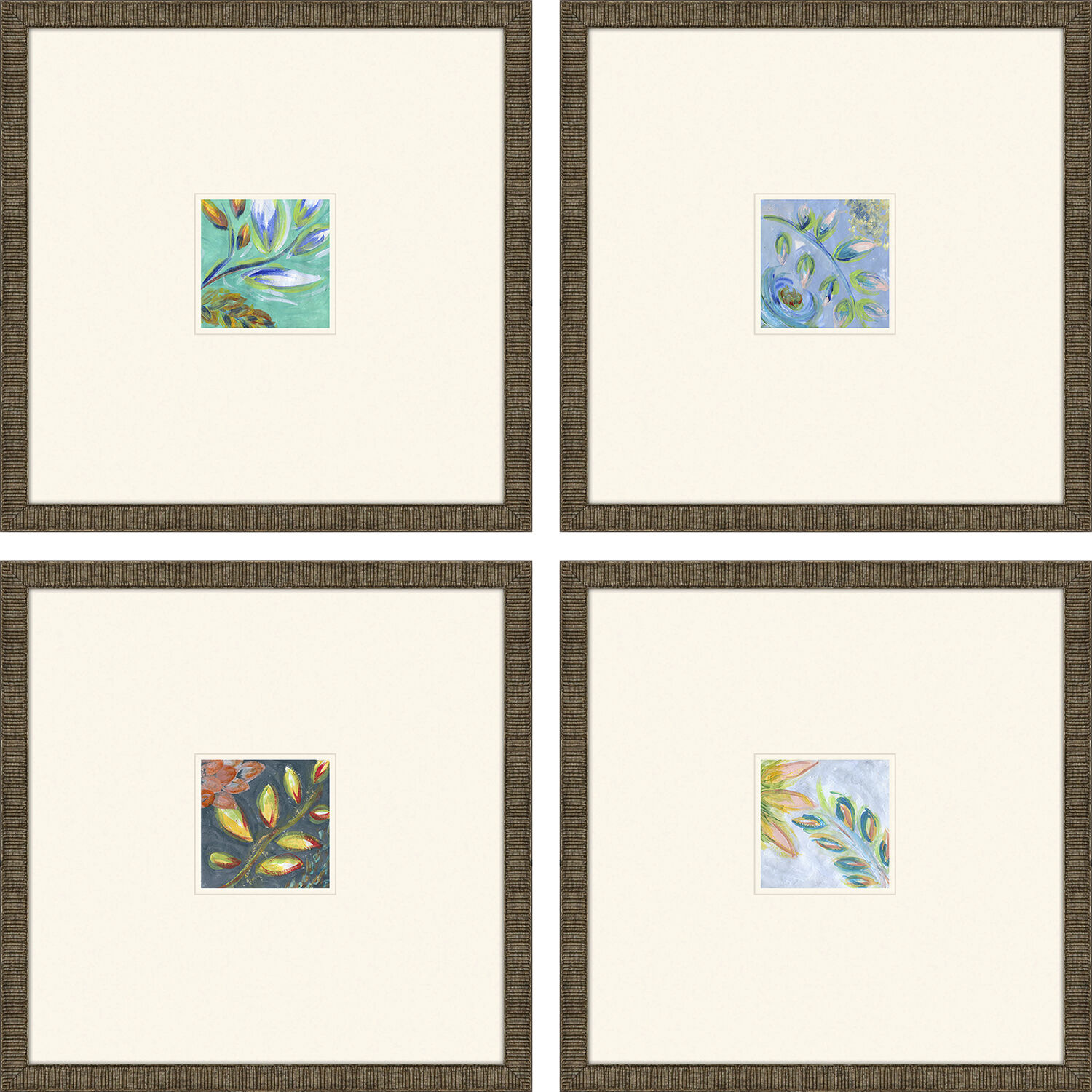 Botanica Blue and Black and Green and Orange Framed Art